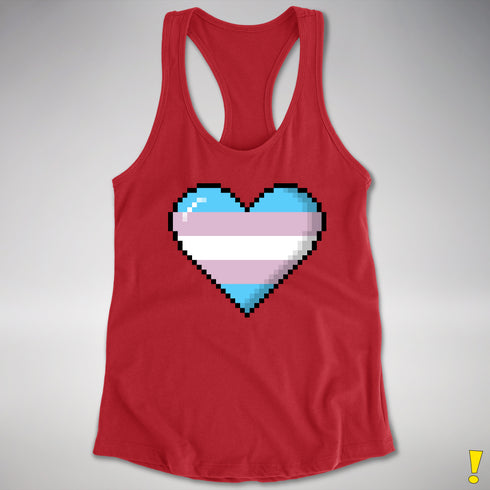 Transgender Pride 8-Bit Pixel Heart Racerback Tank - Red